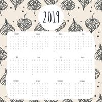 2019 Printable Calendar Vector