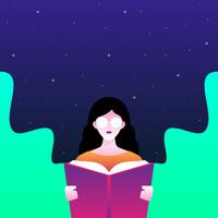 Girl Is Reading Book Illustration vector