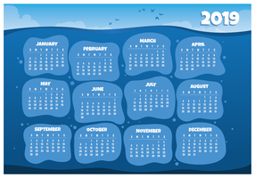 Mar 2019 calendario imprimible vector