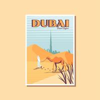 Postal de la actividad turística de Safari en el desierto de Dubai vector