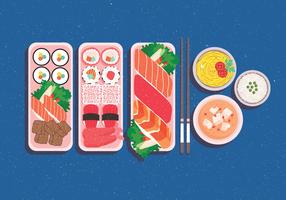 Bento Box on Blue Background vector