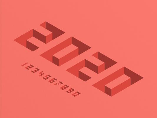 3D Pixel Isometric Numbers 2020