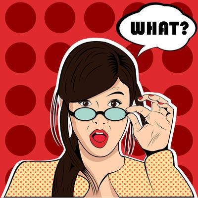 What surprised shocked woman pop art retro style