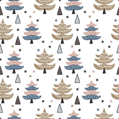 Scandinavian Winter Pines Forest Vector Pattern