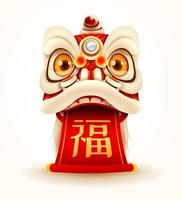 Chinese New Year Lion Dance Head with scroll vector