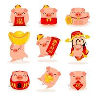 Collection of little piggy vector