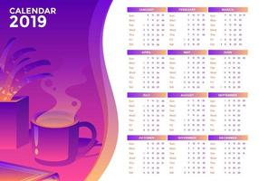 Printable 2019 Office Calendar Vector