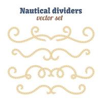 Nautical ropes. Dividers set. Decorative vector knots. Ornamental decor elements with rope.