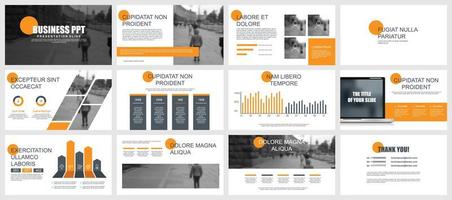Orange and Gray Business Presentation Slides vector