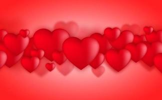 Valentines day hearts, Love balloons on red background vector