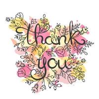 Thank you card. Hand drawn lettering design vector