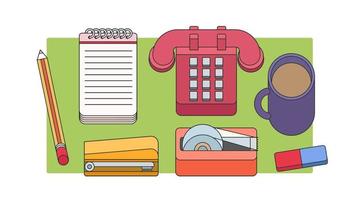 Vintage Office Items Vector