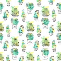 Seamless vector pattern with cactus
