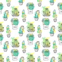 Seamless vector pattern with cactus