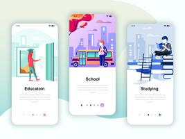 Set of onboarding screens user interface kit for Education vector
