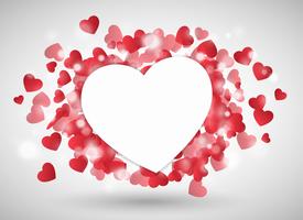 Corazón de San Valentín como papel delante de pequeños corazones rojos vector