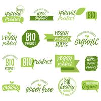 Stickers and badges for organic food and drink vector