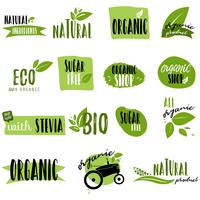 Stickers and badges for organic food and drink vector