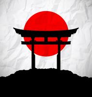 Japan flag as sunrise with japan gate