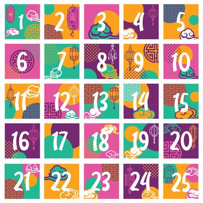 Asian Advent Calendar Vector Design