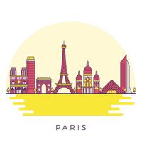 Flat Modern Paris City Landscape Vector Illustration