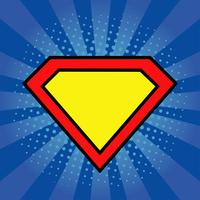 Superhero logo template at bright blue, pop art background vector