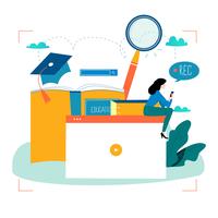 Educación, cursos de formación online, educación a distancia. vector