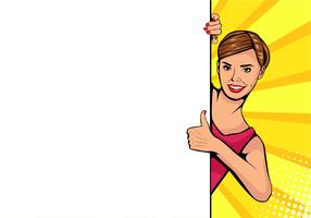 Female Next to Blank Board Pop Art Style vector