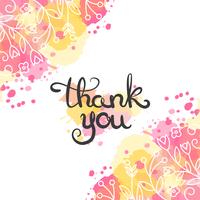 Thank you card. Hand drawn lettering design. vector