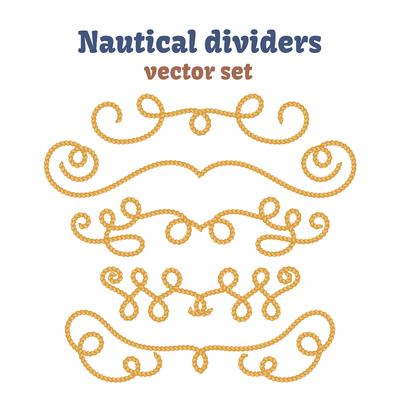 Nautical ropes. Dividers set. Decorative vector knots.