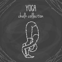 Chalk yoga pose illustrations on blackboard vector