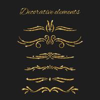 Shiny decorative hand drawn borders with glitter effect vector