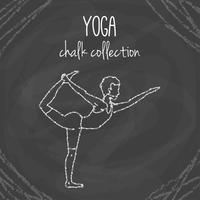 Chalk yoga pose illustrations on blackboard vector