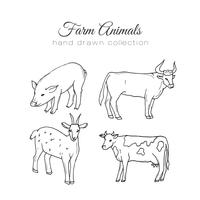 Animales de granja dibujados a mano vector