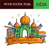 Día de la República de India dibujado a mano ilustración vectorial vector