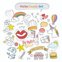 Vector colorido conjunto de Doodle