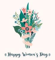 International Women s Day. Vector template with bouquet of flowers.