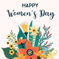 Día Internacional de la Mujer. Plantilla de vector con flores.