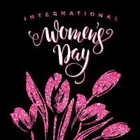 International Womens Day. Lettering design with flowers vector