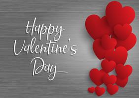 Valentine's day background with hearts on wood  vector