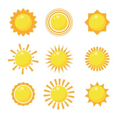 Flat Design Sun Clipart Set