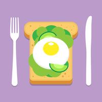 Avocado Toast With Fried Egg Illustration vector