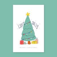 Christmas Card with Tree and Gifts. vector