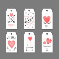 Cute Valentine's Labels With Hearts, Arrows And Messages.