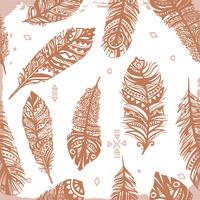Vintage seamless feathers ethnic pattern, tribal design, tattoo vector