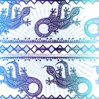 Vector vintage seamless ethnic pattern image lizards and lines