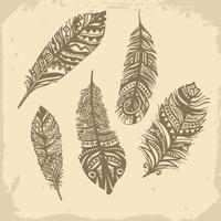 Patrón étnico de plumas vintage, diseño tribal, tatuaje vector