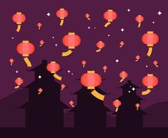 Taiwan Sky Lantern Illustration vector