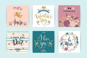 Set of Happy Valentines Day cards. vector