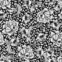 Eclectic fabric seamless pattern. Animal background with baroque ornament. vector